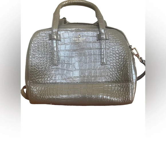 Kate Spade Faux Crocodile Hand Bag. Grey Crocodile Patterned Handbag. - Picture 1 of 8
